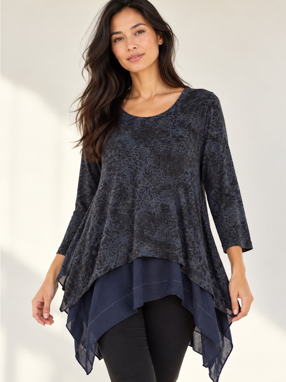 NWT Scandal Italy Mohair Blend Animal Print Layered Tunic Top M Made in Italy